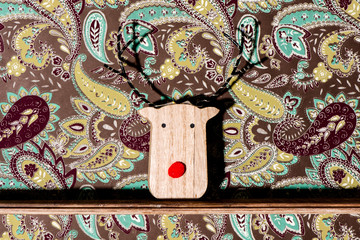 funny wooden reindeer head.