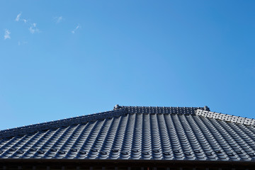 Traditional Japanese building, roof tiles