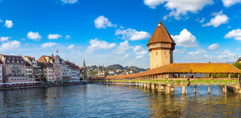 Famous Chapel bridge in Lucerne