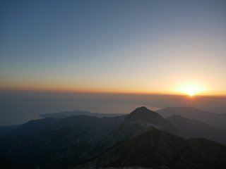 sunset in mountains viewing the messinian gulf