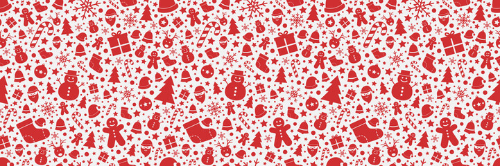 Christmas pattern with festive icons. Seamless texture. Vector