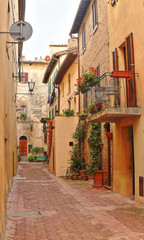 Beautiful Italian street of  small old provincial town