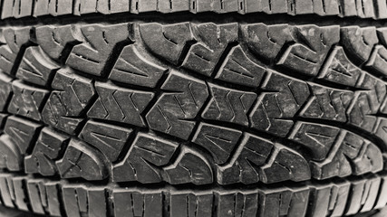 tire tread black and white close up