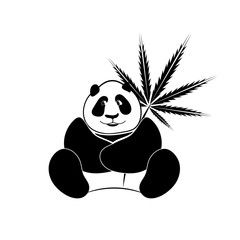 Vector black and white Panda with cannabis leaf.