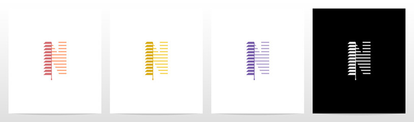 Window Blinds Letter Logo Design N