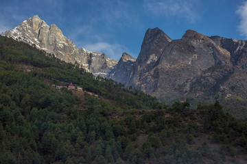 Himalayan Mountain Range with Small Town