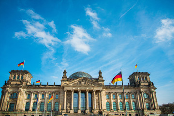 Obraz premium BERLIN, GERMANY-March 11, 2018: Street view of downtown Berlin, Germany.