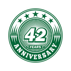 42 years logo. Forty-two years anniversary celebration logo design. Vector and illustration.