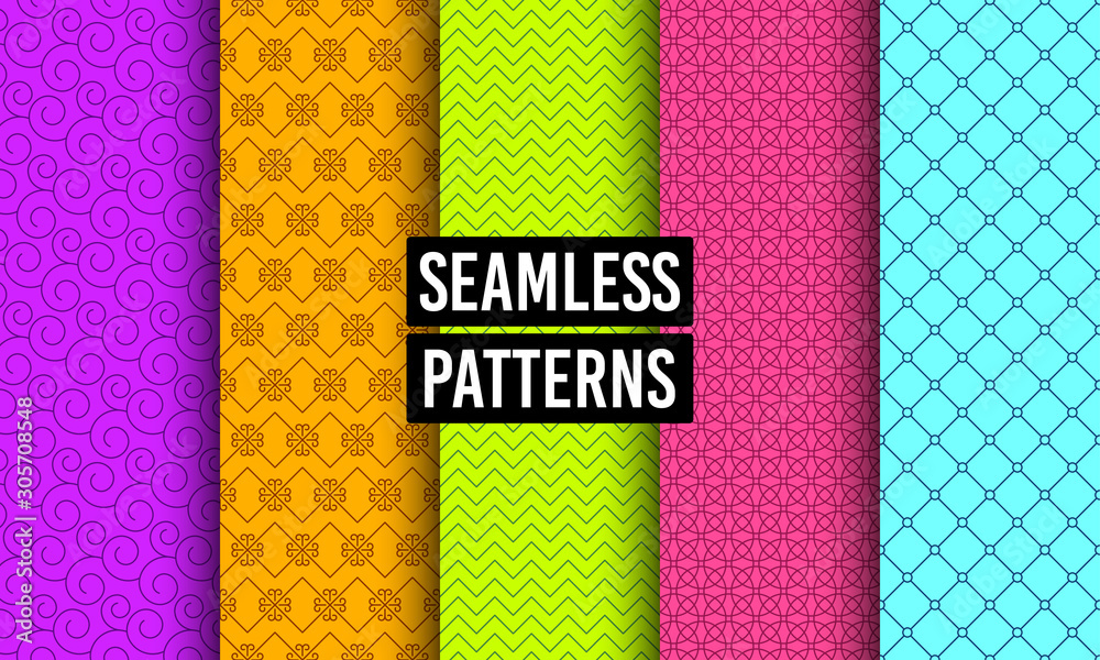 Poster abstract seamless patterns. geometric textures. linear ornament decoration. repeatable simple seamle