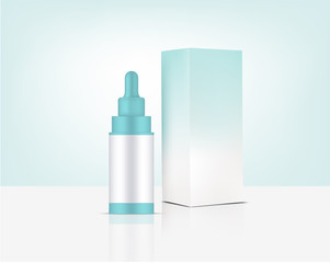 Dropper Bottle Mock up Realistic Organic Cosmetic and Box for Skincare Product Background Illustration. Health Care and Medical Concept Design.