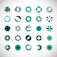 Abstract Circle Icon Set. Vector Isolated On Gray. Abstract Circle For Company Symbol, Dot Logo, Technology Icon And Element Design.Creative Circle Icons For Dot And Tech Logo. Abstract Round Template