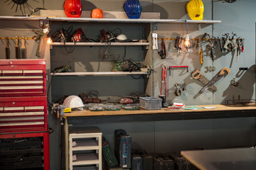 Retro / vintage workshop with misc. tools.