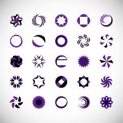 Abstract Circle Icon Set. Vector Isolated On Gray. Abstract Circle For Company Symbol, Dot Logo, Technology Icon And Element Design.Creative Circle Icons For Dot And Tech Logo. Abstract Round Template