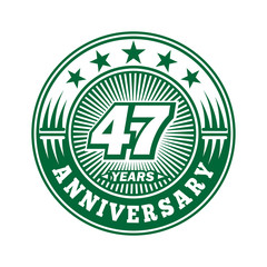 47 years logo. Forty-seven years anniversary celebration logo design. Vector and illustration.