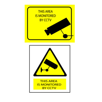 set of Closed Circuit Television (CCTV) Signs, Black vector isolated