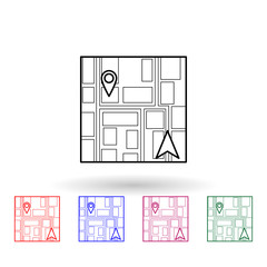 Cursor and pin on the map multi color icon. Simple thin line, outline vector of navigation icons for ui and ux, website or mobile application
