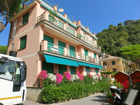 The small street at beach known as paraggi near portofino in genoa