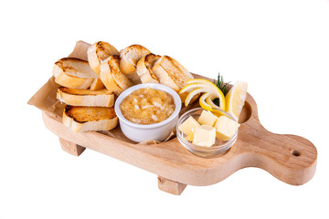 Caviar with toast and home oil