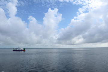Obraz premium Ferry Transport sailing on the sea or strait