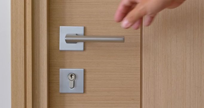 Man open room door at home