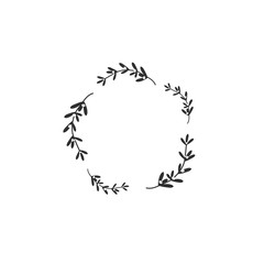 Wreath from omela mistletoe twigs with berries raceme. Christmas garland good for greeting cards.