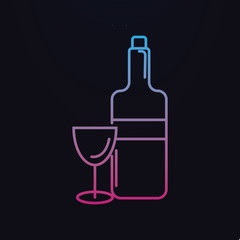 Wine bottle with wine glass nolan icon. Simple thin line, outline vector of party icons for ui and ux, website or mobile application