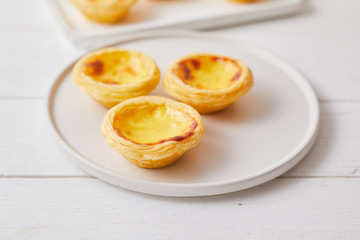 Egg tart dessert on the table.