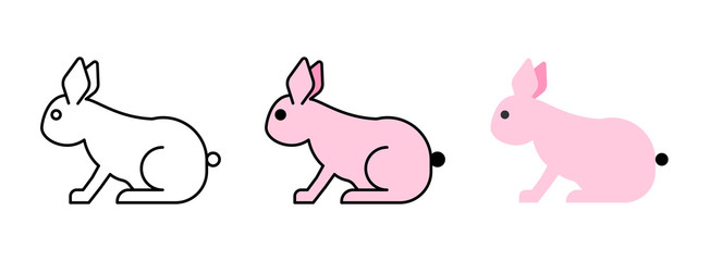 rabbit icon set isolated on white background for web design