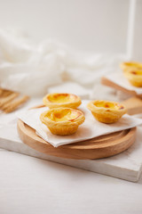 Egg tart dessert on the table.