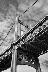 Naklejka premium Black and White Photo Below the Triborough Bridge connecting Astoria Queens New York to Wards and Randall's Island