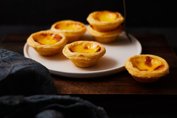 Egg tart dessert on the table.