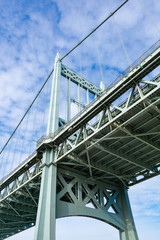 Fototapeta na wymiar Below the Triborough Bridge connecting Astoria Queens New York to Wards and Randall's Island
