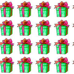 Seamless pattern with gift boxes. Festive backgrounds and textures. For greeting cards, wrapping paper, textile, prints, birthday, Valentines day, Xmas, holidays