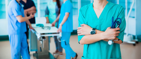 profession medicine staff. multinational people - doctor, nurse and surgeon. a group of faceless...