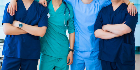 profession medicine staff. multinational people - doctor, nurse and surgeon. a group of faceless...