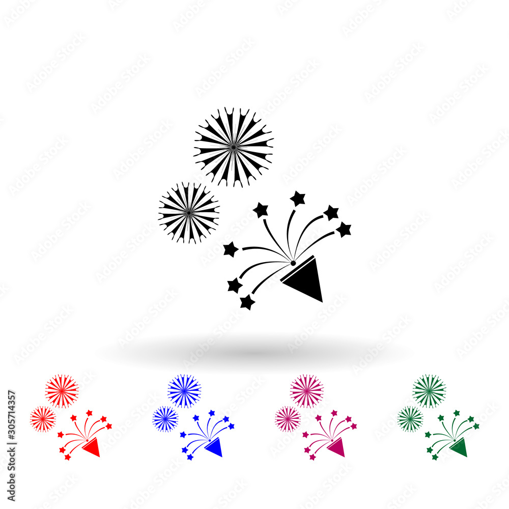 Poster firework multi color icon. simple glyph, flat vector of party icons for ui and ux, website or mobile