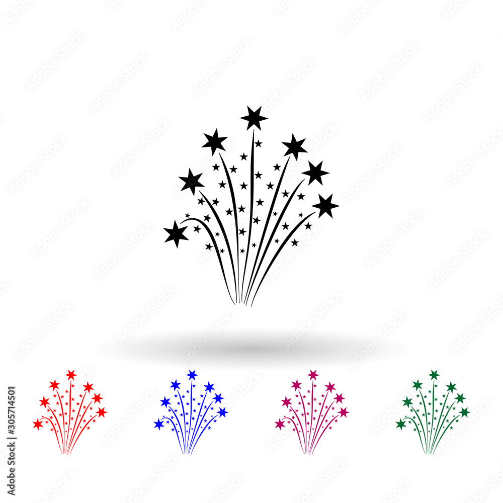 Poster firework multi color icon. simple glyph, flat vector of party icons for ui and ux, website or mobile