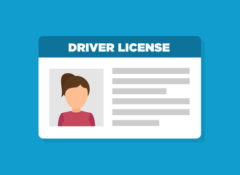 Car Driver License Woman Icon. Vector Illustration