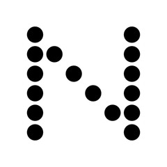 Dot alphabet make from circle letter n isolated on white background
