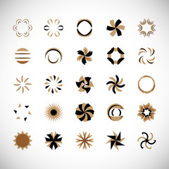 Abstract Circle Icon Set. Vector Isolated On Gray. Abstract Circle For Company Symbol, Dot Logo, Technology Icon And Element Design.Creative Circle Icons For Dot And Tech Logo. Abstract Round Template