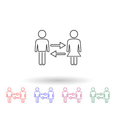 Relationship of different sexes multi color icon. Simple thin line, outline vector of people icons for ui and ux, website or mobile application