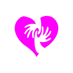 Hand In Love Beauty Care Illustration concept in vector design with the hand in white and the love color is pink