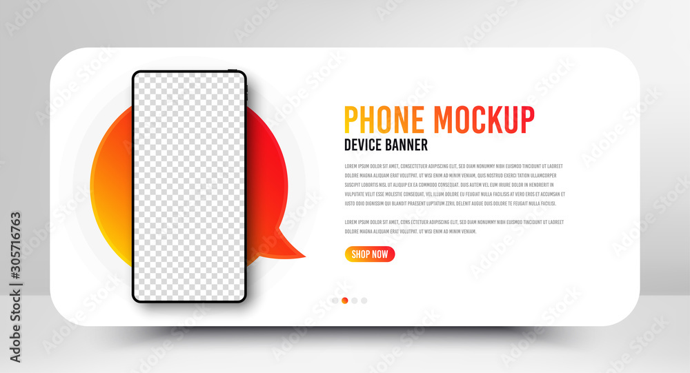 Wall mural phone mockup banner. smartphone with blank screen. template for web presentation. ui interface desig