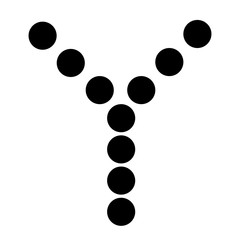 Dot alphabet make from circle letter y isolated on white background