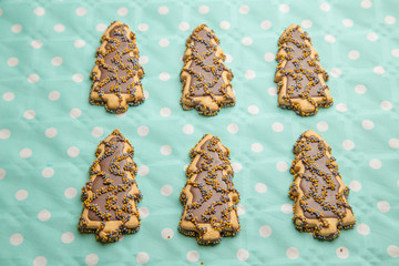 Christmas tree-shaped Christmas chocolate cookies