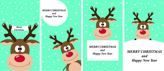  four christmas cards with a deer