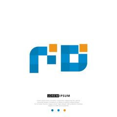 FD F D Logo Monogram with Blue and yellow Colors. modern letter logo design