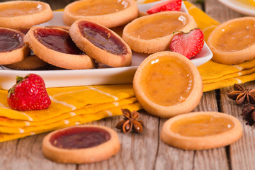 Lemon and straberry tartlets.