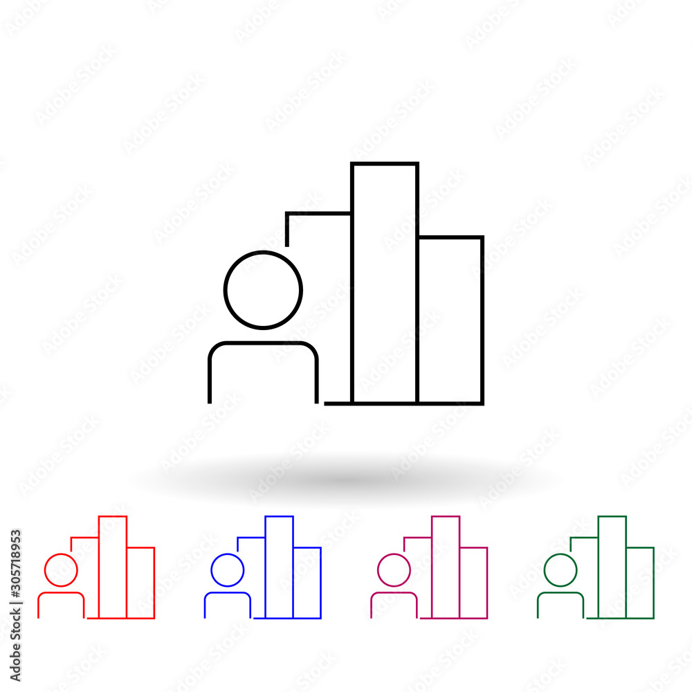 Poster man chart multi color icon. simple glyph, flat vector of profit icons for ui and ux, website or mobi