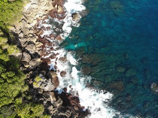Aerial View of crystal clear water in bali